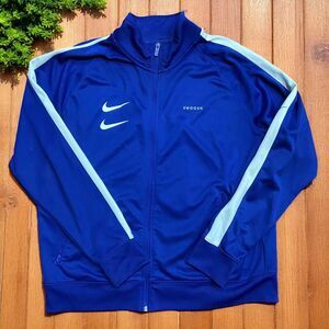 Nike Athletic Double Swoosh Royal Blue White Full Zip Track Jacket Men's Size XL